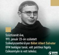 Bővebben: Bálint Albert Salvator OFM száztizenöt éve született
